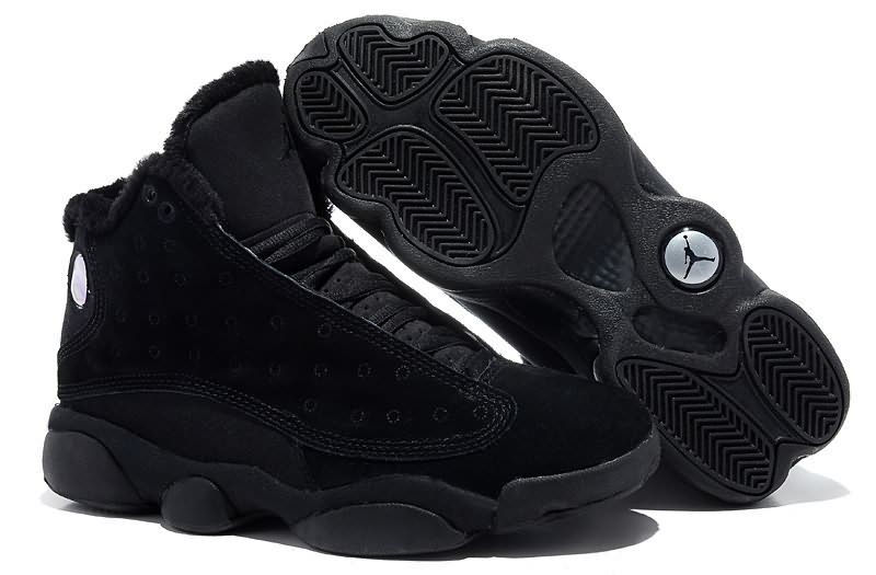 New Arrival 2014 Air Jordan 13 (XIII) Inside with fluff All Black